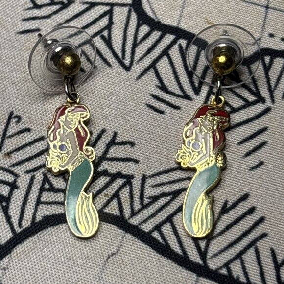 Vintage Disney Little Mermaid Ariel Post Dangle Earrings - Picture 3 of 7